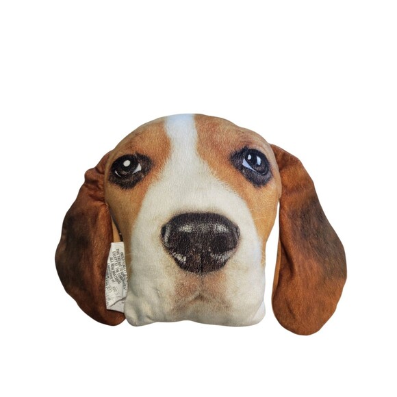 Realistic Dog Pillow Beagle 13" x 12" Plush Stuffed Animal Plush - Picture 1 of 6